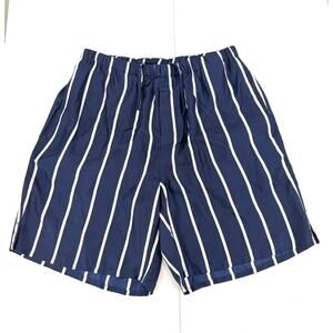 NWT AMI Paris Striped Nautical Blue/White Silk Lightweight Men's Shorts Size L
